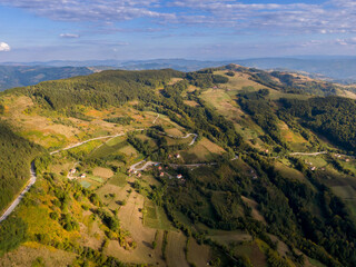 Landscape in Serbian mountains Tara on autumn with bright colors