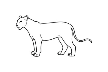 Majestic Lion Line Art Silhouette: Bold Black and White Vector Illustration of the King of the Jungle