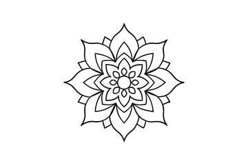 Obraz premium Modern Mandala Line Art Vector: Intricate Geometric Design with Symmetry for Elegant, Minimalist Decor and Mindfulness