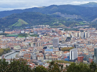 Fototapeta premium The view of Bilbao from Artxanda mirador, Basque Country, Spain