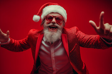 Portrait of happy and cool Santa Claus, christmas