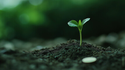 Fresh Green Seedling Growing in Fertile Soil – Symbol of Natural Growth and Environmental Care