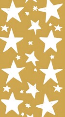 Obraz premium White Stars on Gold Background, Abstract Image, Texture, Pattern Background, Wallpaper, Cover and Screen for Smartphone, PC, Laptop, 9:16 and 16:9 Format