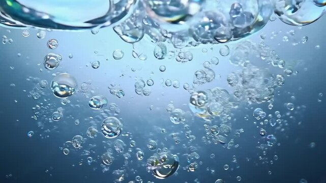 Gentle bubble burst for carbonated drinks or detergent products.