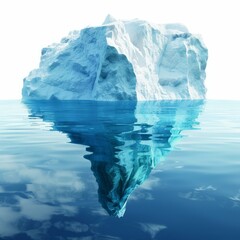 Obraz premium Iceberg floating in blue water with most of its mass hidden underwater