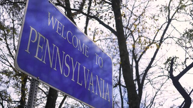 A Welcome to Pennsylvania State Sign on Fall Autumn Afternoon - 2