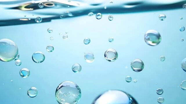 Upward floating bubbles animation for carbonated beverages and shampoo products.