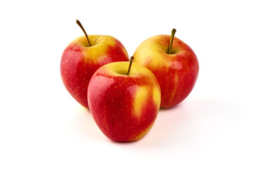 Red prince apples, isolated on white background.