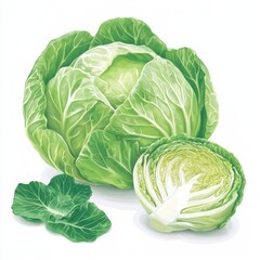 Obraz premium Fresh Green Cabbage Design for Culinary Use