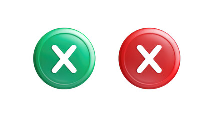 Obraz premium Two buttons, one green with a checkmark and one red with a cross