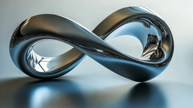 Flowing metallic M&ouml;bius strip folding into an infinite loop
