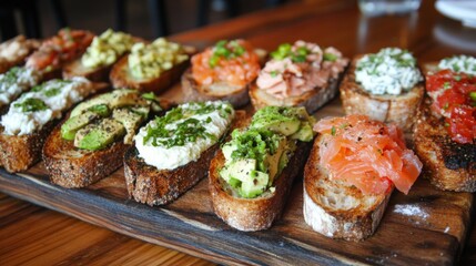Fresh Bruschetta Platter with Varied Toppings