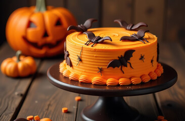 Homemade orange flavored cake with orange glaze