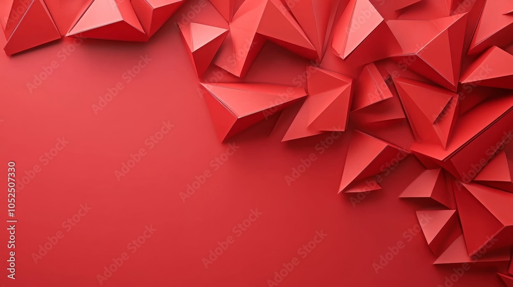 Poster dynamic red geometric composition exploring the intersection of form and color in contemporary desig