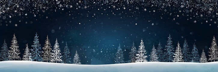 Winter snow background with pine trees and copy space