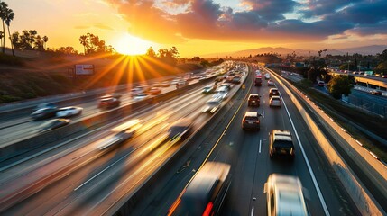 heavy traffic moving at speed on mountain road 