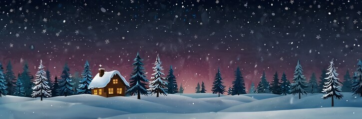 Naklejka premium Christmas winter background with beautiful red sky and trees