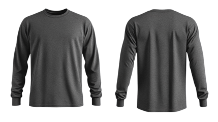 Gray Long Sleeve T-Shirt Mockup - Front & Back
