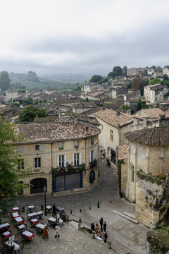 
Saint-Emilion, a UNESCO World Heritage Site, view of the monolithic church square from the bell tower terrace.