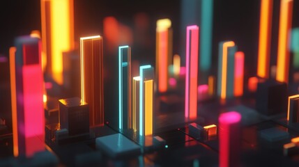Obraz premium Colorful Neon Data Visualizations in Abstract Design
