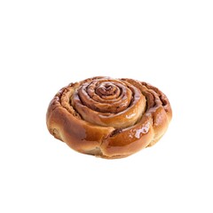 Delicious Fresh Baked Cinnamon Roll Glazed to Perfection on White Background