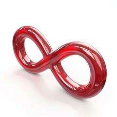 Naklejka premium Glossy red infinity symbol laying on white background representing infinite possibilities, endless love, or unlimited potential