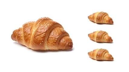 Delicious Freshly Baked Sesame Croissants on a Clean White Background