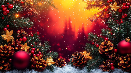 Holiday decorations. Festive Christmas decorations in vibrant colors, New Year celebrations