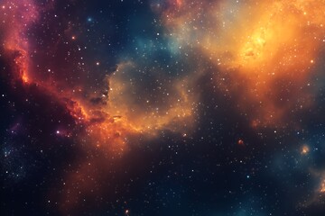 Cosmic Nebula with Starry Sky