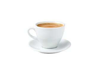 Fresh Espresso Shot in White Ceramic Cup on Wooden Table