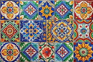 Vintage Moroccan Watercolor Tiles with Ornamental Elements for Home Decor and Wall Stickers