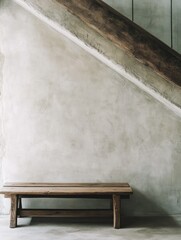 Modern Rustic Stairway with Wood Bench