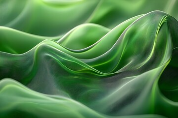 Obraz premium Fluid green fabric creating soft waves under gentle light