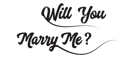 Will you marry me hand drawn lettering and text icon. Will you marry me icon vector illustration.