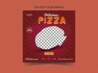 Delicious pizza social post template .