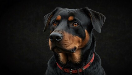 Fototapeta premium Rotterman (Rottweiler-Doberman) mix illustration, black background