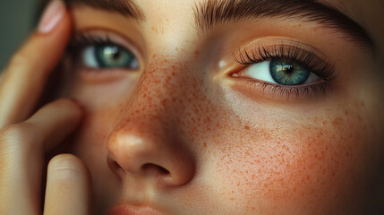 Fototapeta premium Skincare application close-up on woman's face