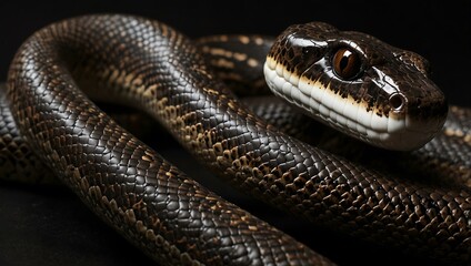 Naklejka premium Rubber Boa snake illustration, black background