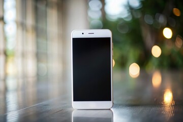 White Smartphone Template with Black Screen for Digital Mockups and Presentations