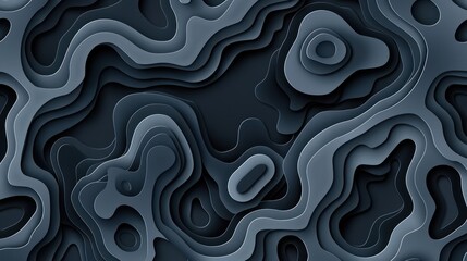 Abstract layered design with dark tones and fluid shapes, ideal for backgrounds or digital art.