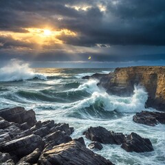 Obraz premium raging sea among the rocks