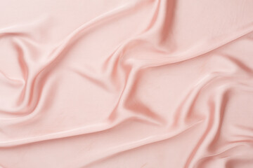 Fototapeta premium Silk fabric texture as background, top view