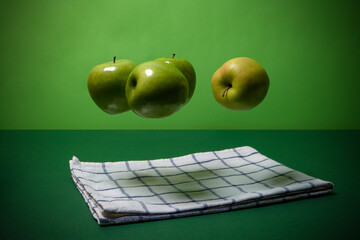 Floating  green apple