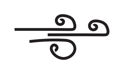 Wind Icon Vector. Blowing wind Weather icon on white background.