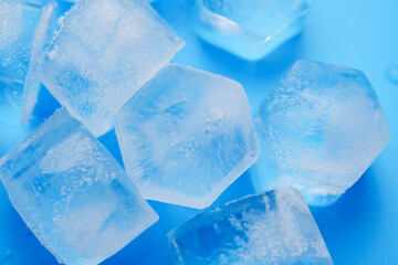 close-up. ice cubes on a blue background.