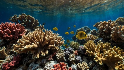 Fototapeta premium Vibrant underwater coral and fish in the Red Sea