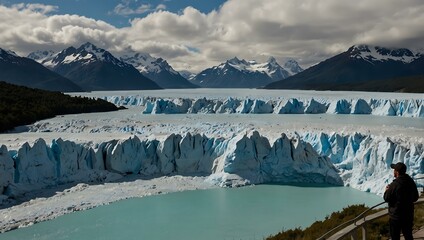 Obraz premium Viewing the Perito Moreno Glacier from a lookout