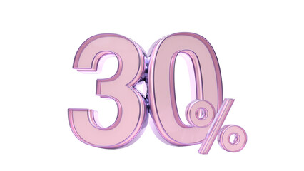 Sale discount. Mega shopping offer 30 percent discount metallic glossy 3d render concept for holiday festival. 3d rendering