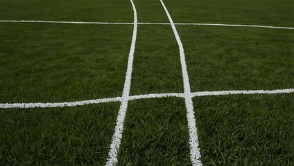 Obraz premium White lines on green grass.