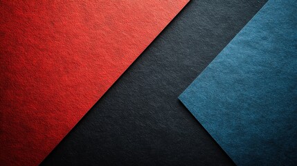 Fototapeta premium Dynamic Abstract Composition of Colored Papers in Red, Blue, and Black